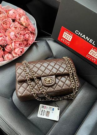 Сумка chanel коробка 25х17х7 женская натуральная кожа коричневый
