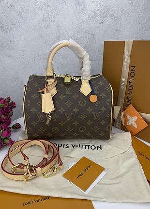 Louis vuitton speedy bandouliere 25 25x18x15 женская сумка кожаная коричневая