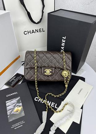 Chanel chocolate gold женская сумка кожаная коричневая