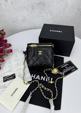 Chanel mini black 11x10x7 сумка жіноча шкіряна чорна