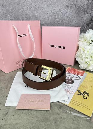Miu miu brown женский ремень кожаный черный