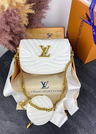Louis vuitton new wave multi pochette white/gold 19x13x6 сумка жіноча шкіряна біла