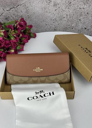 Coach brown женский кошелек кожаный черный