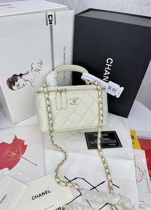 Chanel milk gold (дзеркало) женская сумка кожаная молочная