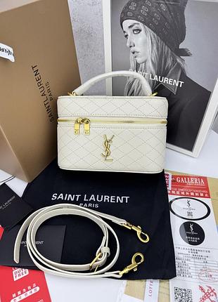 Yves saint laurent gaby vanity milk/gold женская сумка кожаная молочная