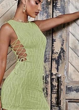 Распродажа!! салатовое платье shein на завязках сбоку