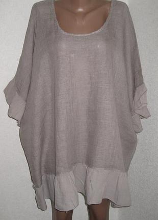 Льняная блуза туника большой размер италия оверсайз