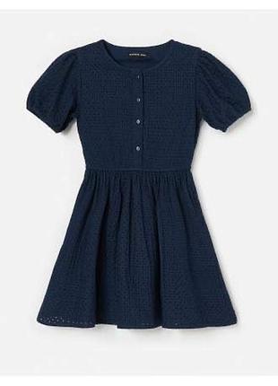 Бавовняна сукня з мережева синього кольору для дівчинки 6-8 р