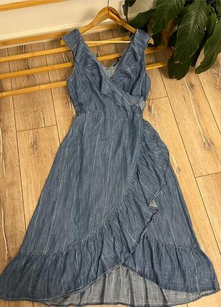 Снижение цены 💥💥💥джинсовый сарафан с оборкой рюшами люрекс