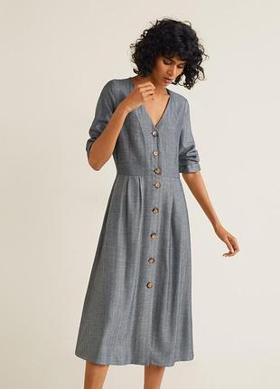 Платье миди mango серое на пуговицах