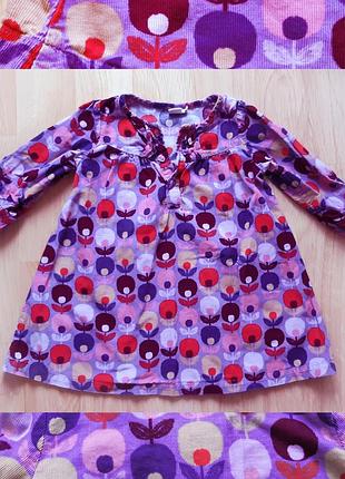 Платье для девочки с модным принтом вельветовое на 1,5-2 года брендовое идеальное состояние