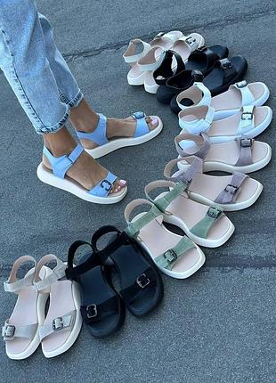 Босоніжки жіночі натуральна замша/шкіра