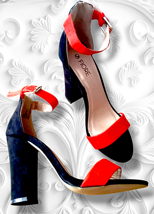 Босоножки женские fiore 38 черно- красные на высоком каблуке закрытая пятка открытый носок
