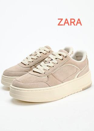Zara. женские комбинированные замшевые кроссовки