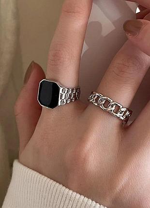 Тренд набор 2 стильных серебристых кольца кольца геометрия минимализм