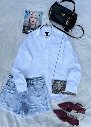 Біла коттонова сорочка+ джинсові шорти