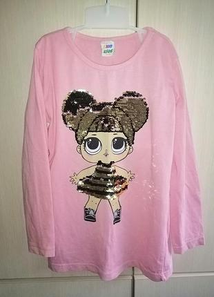 Реглан с куклой лоз из пайеток