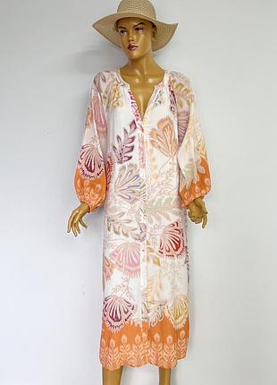 Ivi муслінове плаття сорочка халат міді максі оверсайз в бохо стилі повсякденне пляжне l xl