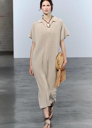 Платье из смесового льна zara