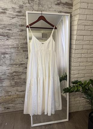Молочний довгий сарафан cher17 , 100 % бавовна, xs-s