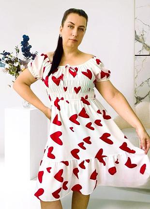 Сукня літня зі зборками на грудях і талії білий