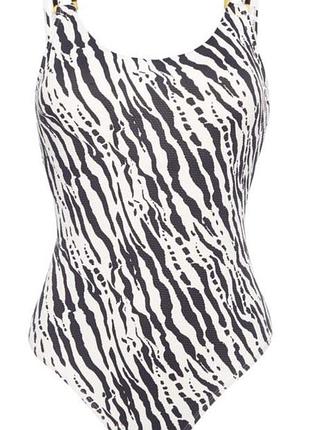 Купальник сдельный, primark black cream zebra print swimsuit, u9 8, eur 36.