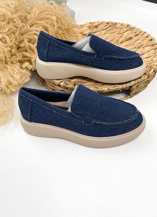 Джинсові лофери в середині шкіра