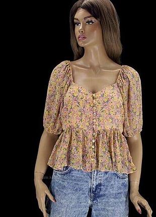 Блуза топ квіткова на гудзиках