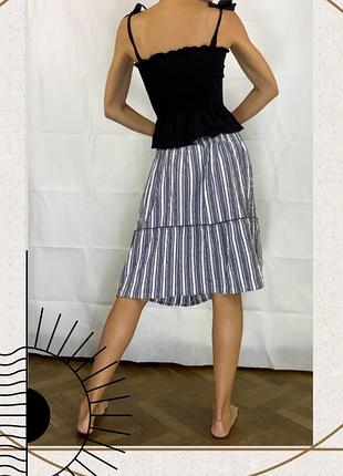 Міді спідниця кльош натуральна смужка юбка до колін гумка класика oldmoney