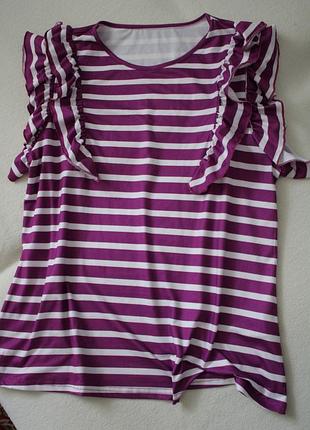 Женская футболка с рюшами в полоску большого размера, футболка батал