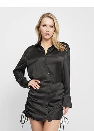 Сукня плаття сорочка атласна тренд база з драпуванням zara y2k