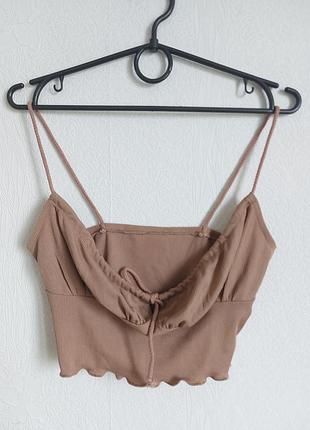 Шикарный топ в рубчик спереди с завязками