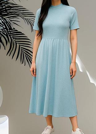 Платье бренда your sixth sense бирюзовое праздничное макси платье с воротничком стойкой