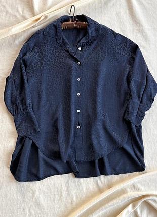 Сорочка з принтом оверсайз великого розміру із шовком італія