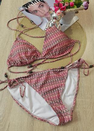 Брендовый раздельный открытый купальник размера l