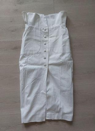 Плотная белая юбка миди, размер xxs (32) - xs (34)