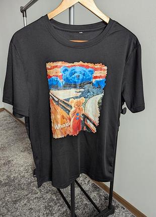 Футболка ведмедики чорна м оверсайз