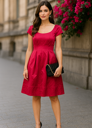 Сатиновое платье tara jarmon ягодно-розового цвета, 669-r0577 – размер m eu 40