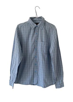 Голубая рубашка в клетку прямого кроя wrangler