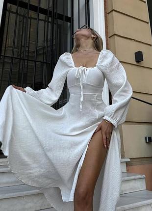 Легка літня сукня міді муслін в різних кольорах ♥️ легка муслінова сукня на літо