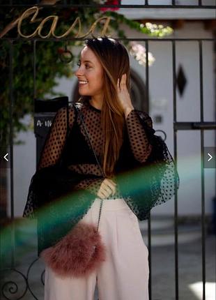 Женский прозрачный укороченный топ черного цвета с кружевом широкие рукава бренд lace &amp; beads, р s