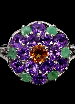 Каблеск серебро 925 натуральный цитрин аметист изумруд