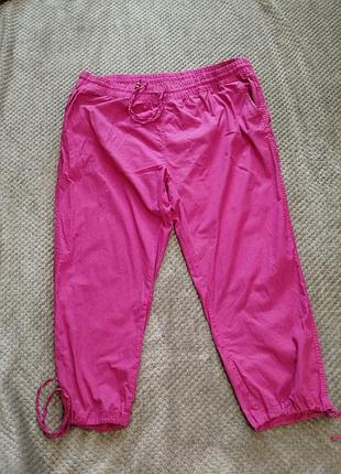 Женские розовые коттоновые брюки. батальный размер.janina.