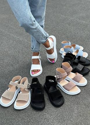 Босоножки женские натуральная замша/кожа