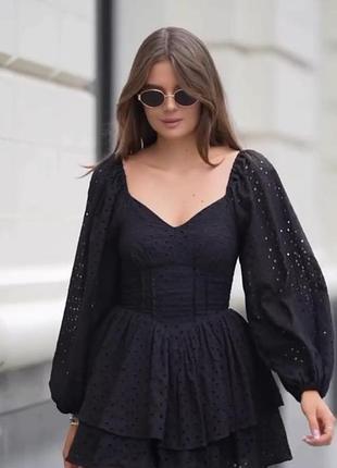 Ніжна чорна сукня ♥️ літня чорна сукня з воланами ☺️