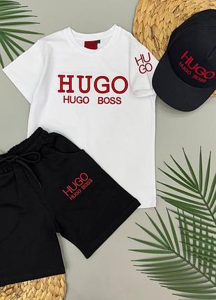 Костюм на хлопчика hugo boss, футболка+шорти+кепка