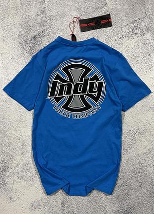 Оригінальна футболка independent спортивна футболка з великим логотипом синя чоловіча с