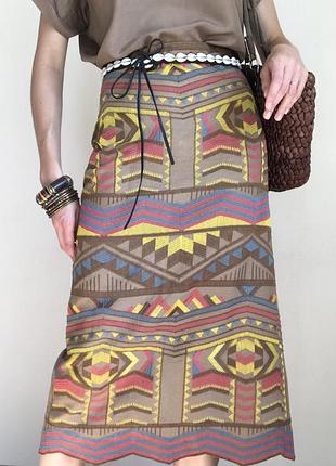 Стильна спідниця 2025 на літо zara пряма з африканським принтом сучасна