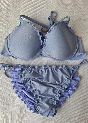 Голубой с блестящей нитью купальник фирмы calzedonia cobey