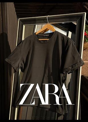 Базова чорна футболка zara, розмір l
